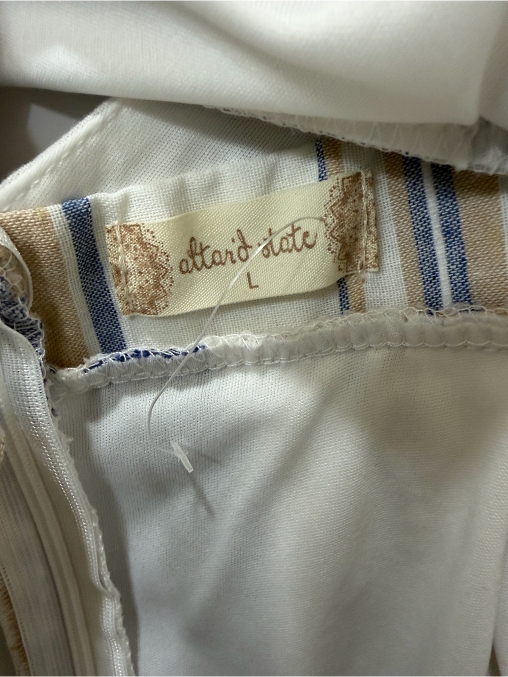 Altar'd State Blue and Cream Striped Mini Dress with Cross-Back - Picture 5 of 5